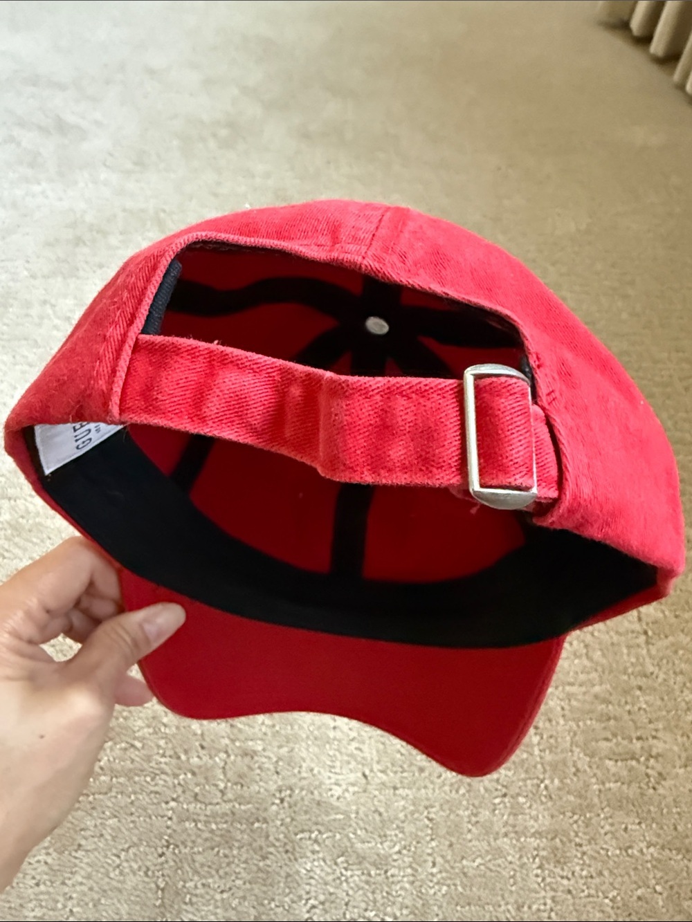 Guess Red Baseball Cap with Front Logo Patch - Picture 4 of 6
